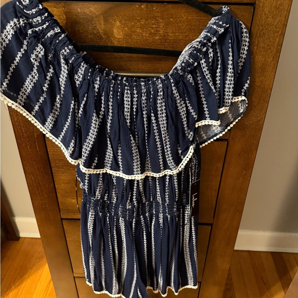 Lulu's Navy and White Ruffled Dress